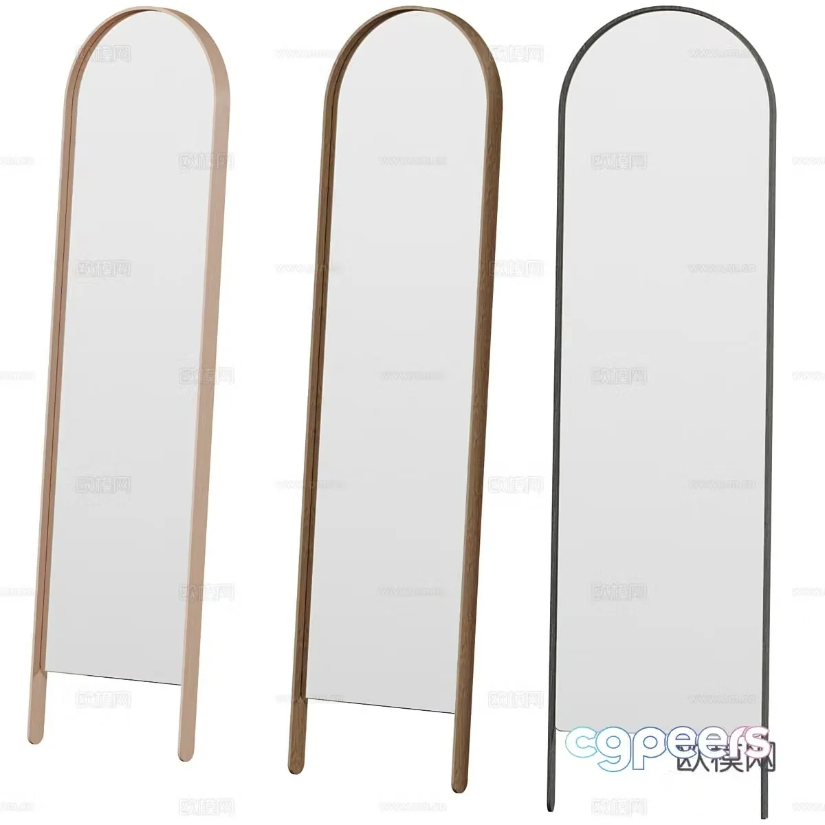 New Chinese Woody dressing mirror Mirror 3D model