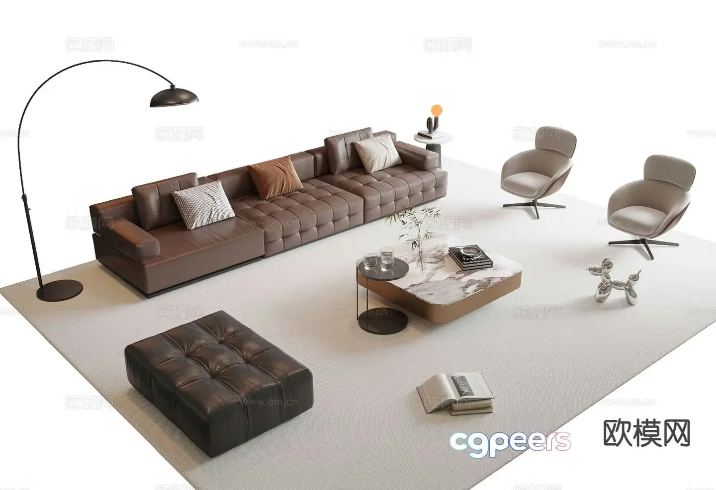 Italian sofa coffee table modular sofa 3d model