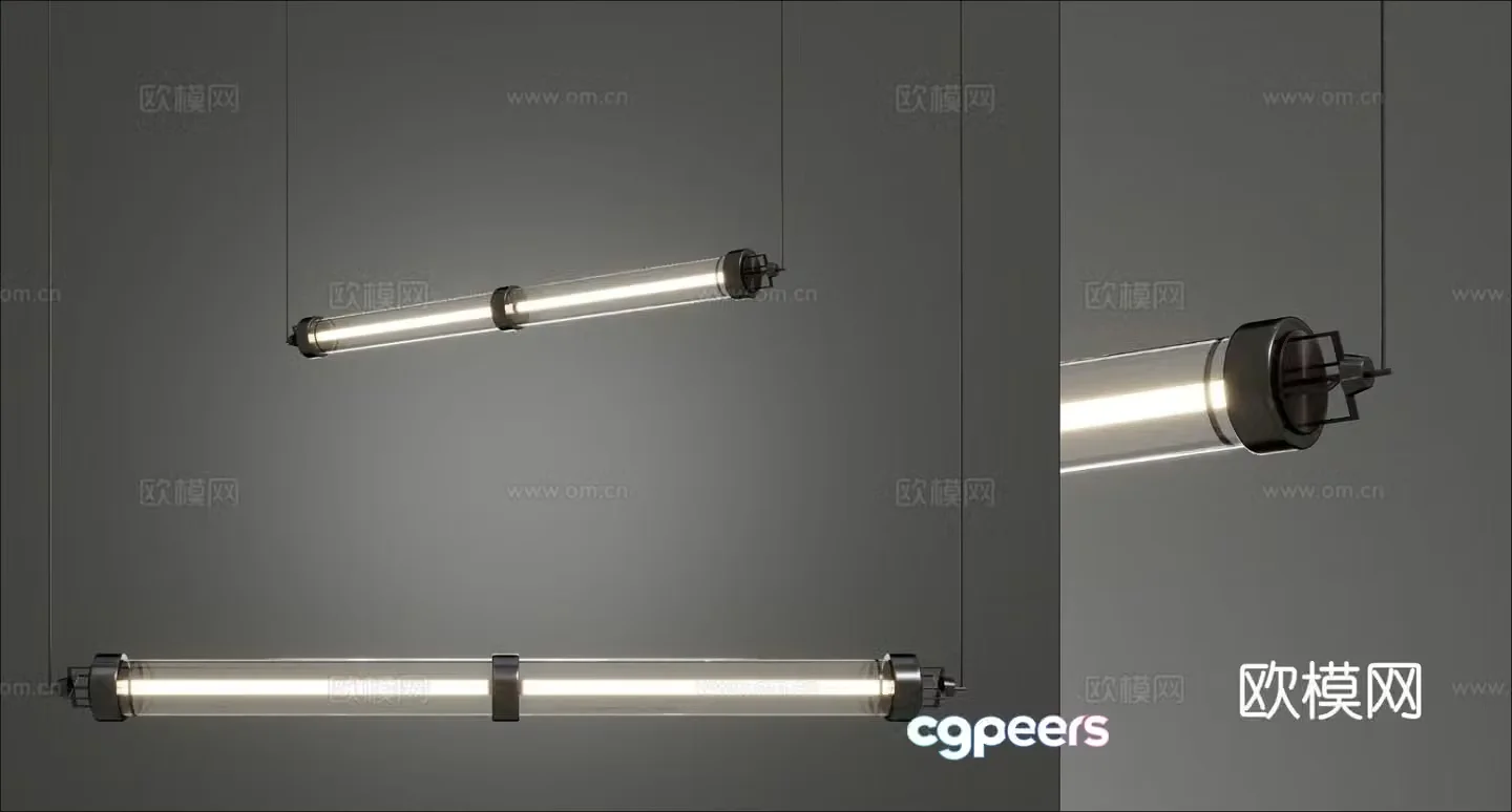 Modern glass long chandelier dining room chandelier 3d model