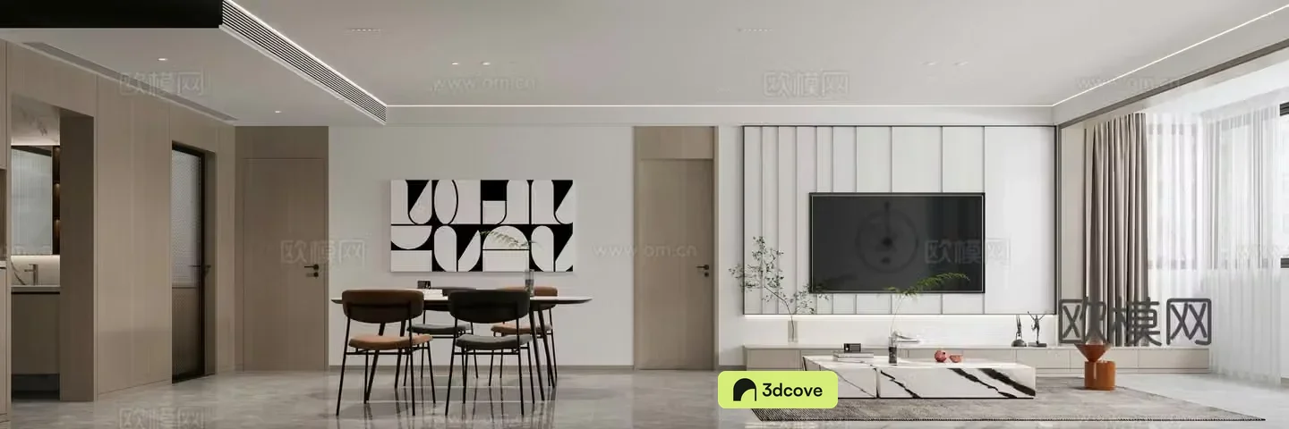 Modern living and dining room