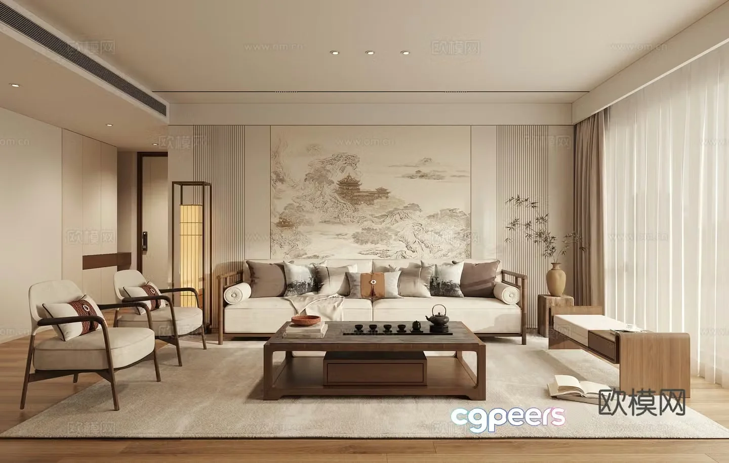 New Chinese style living room 3d model