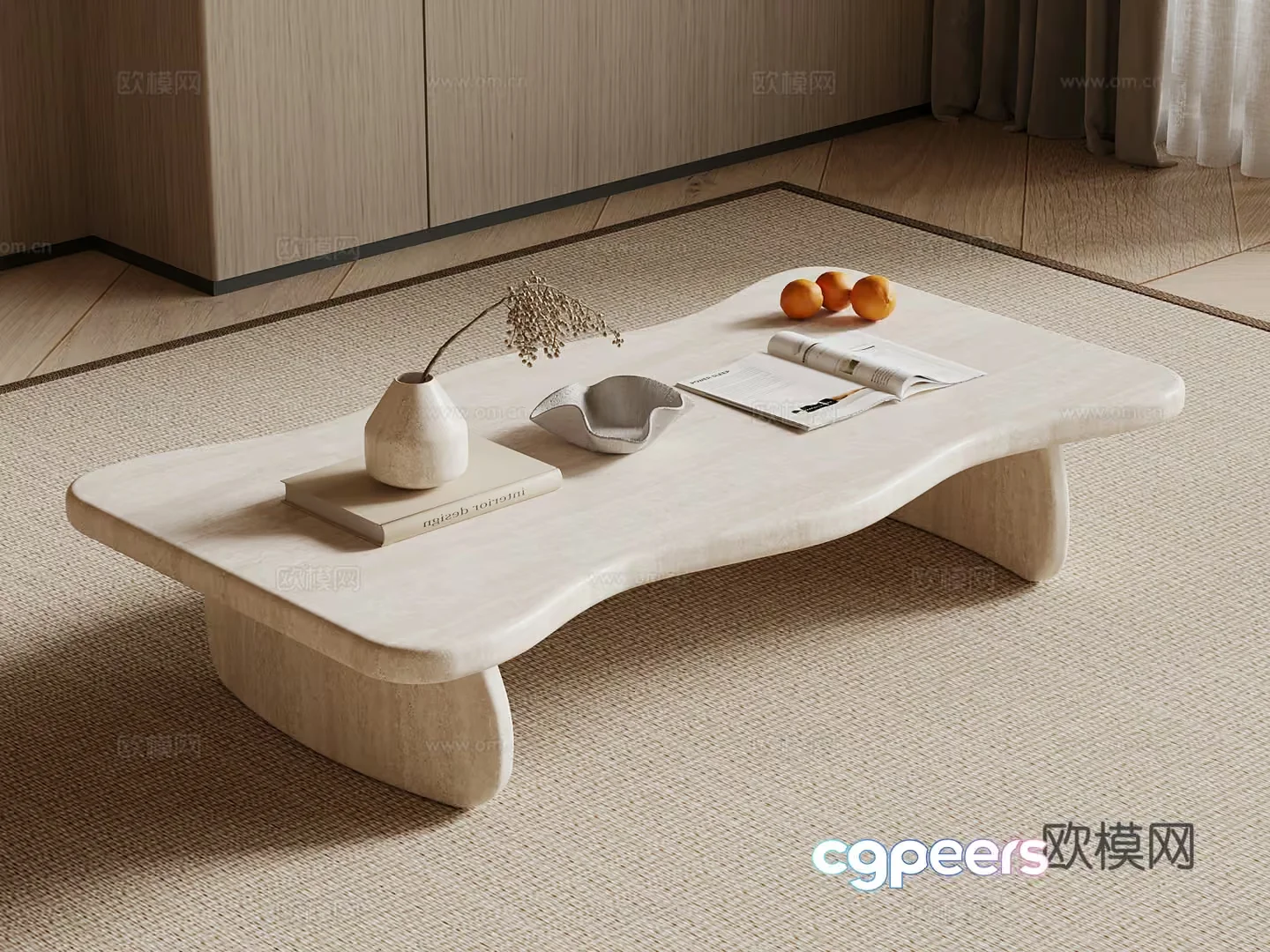 A White Coffee Table 3D Model – 17968 – VRAY Render