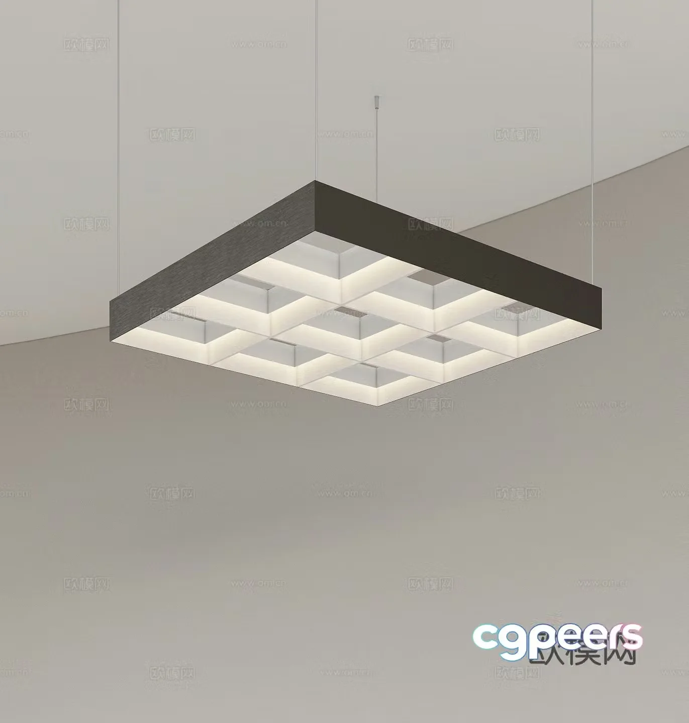 Modern office area grille light chandelier simple chandelier study chandelier office chandelier 3d model
