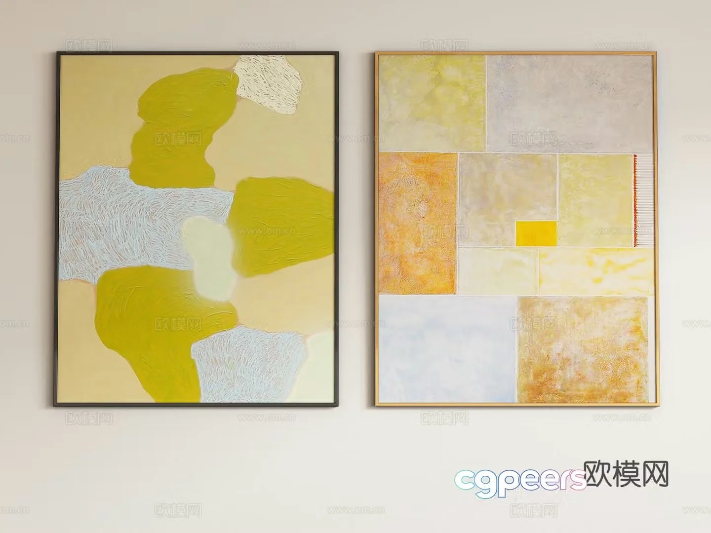 Modern abstract decorative painting hanging painting 3d model