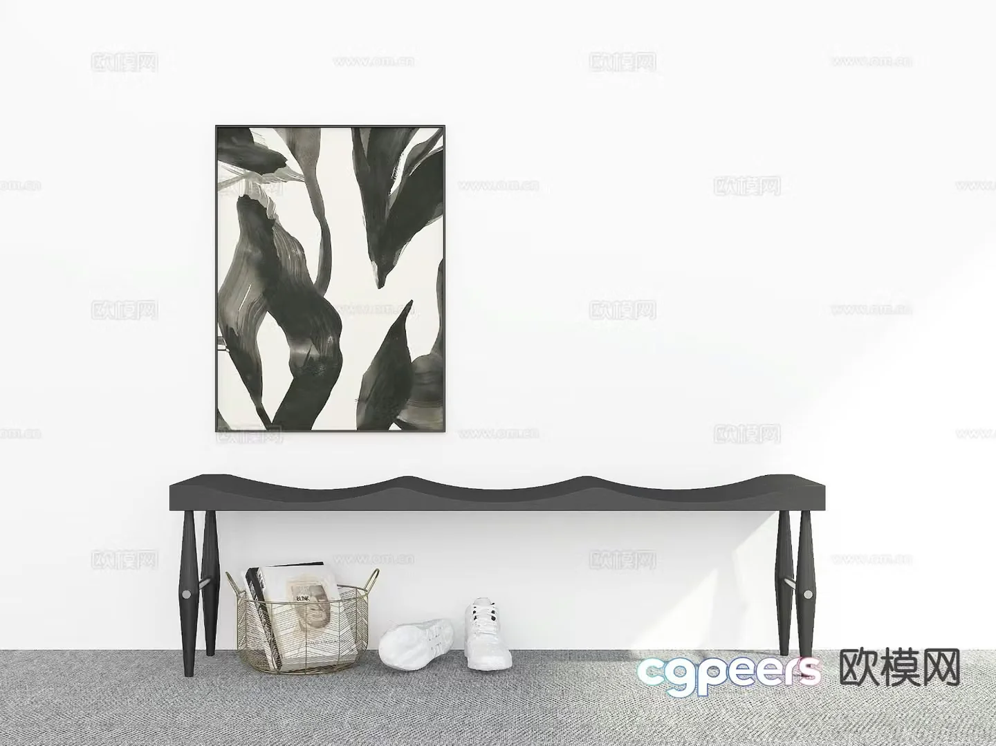 Modern shoe changing stool bench stool 3d model