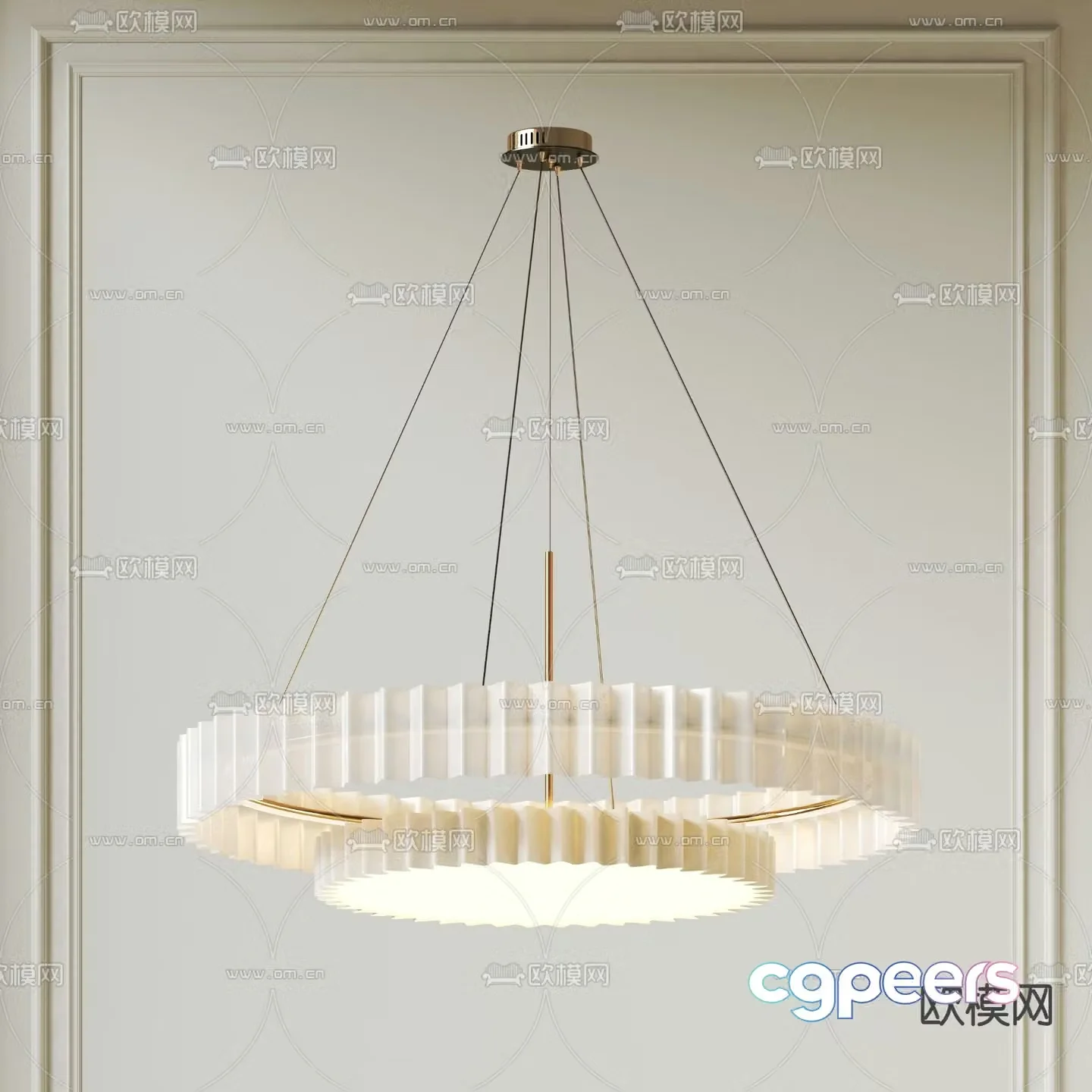 Cream style chandelier ring chandelier 3d model