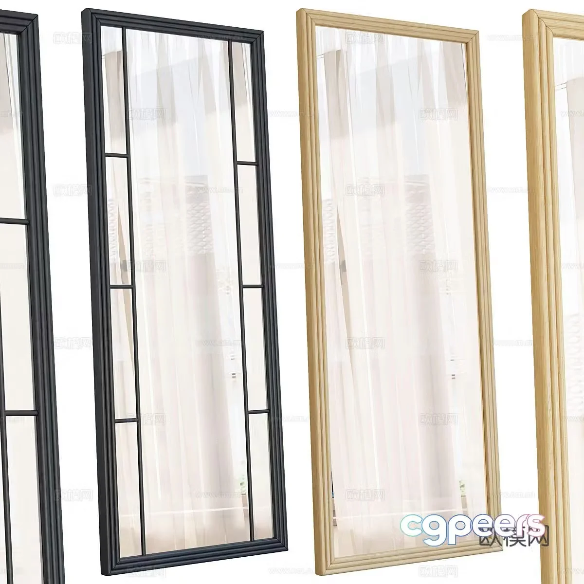 New Chinese style decorative mirror 3D model