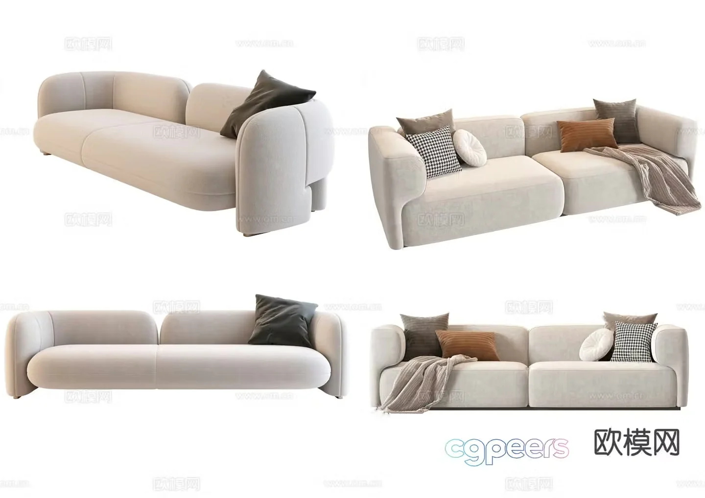 Double sofa upholstered sofa 3d model