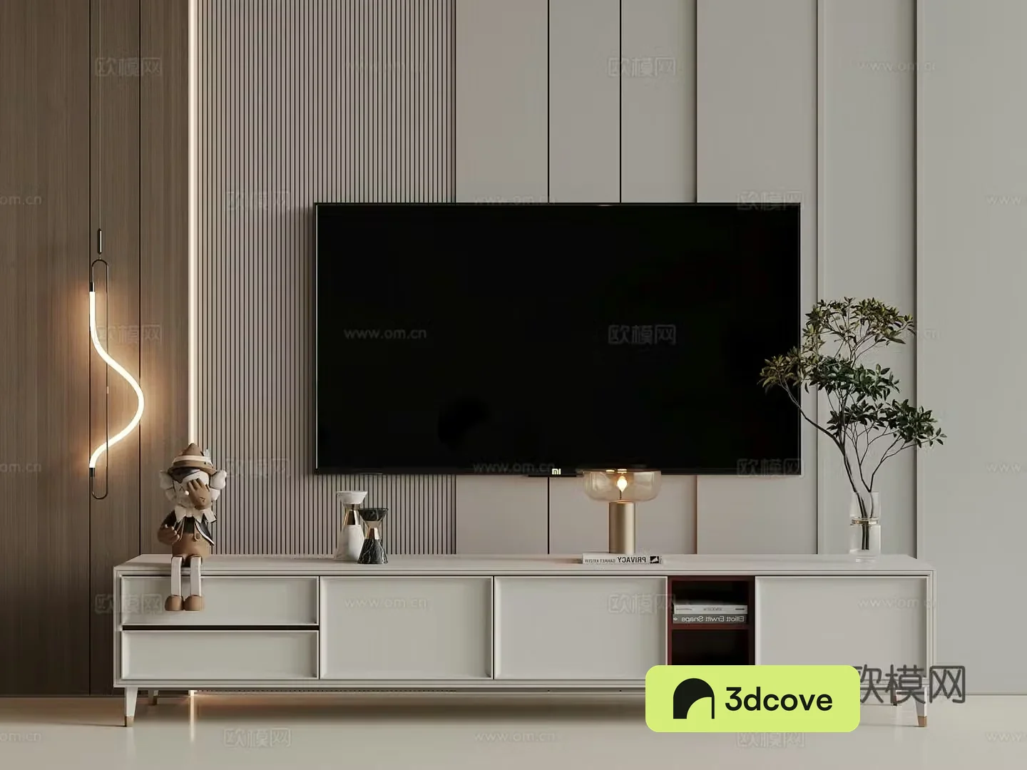 Modern light luxury TV cabinet TV background wall