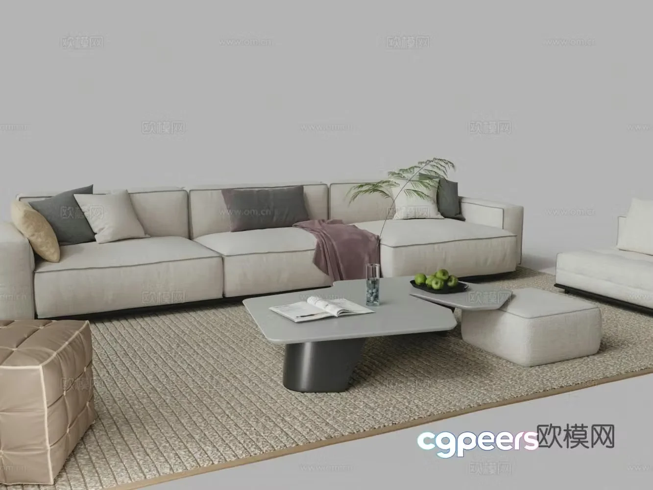 Modern fabric sofa coffee table combination 3D model