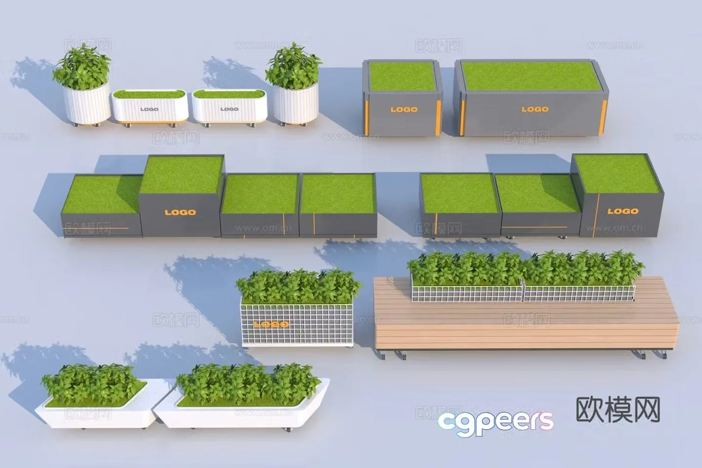 Mobile flower box flower trough flower bed 3d model