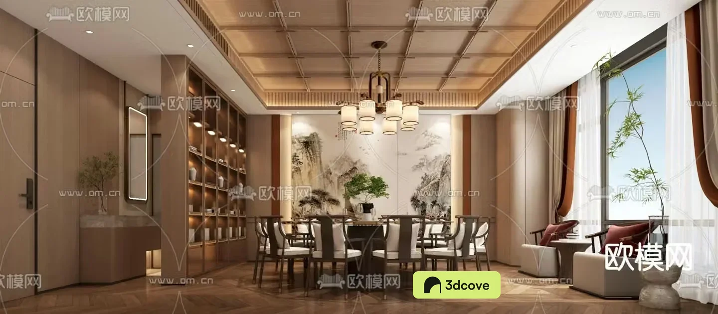 Chinese restaurant private room 3D model of restaurant private room