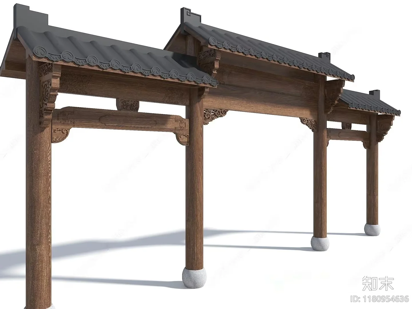 A Wooden Structure With A Roof 3D Model – 2155 – VRAY Render