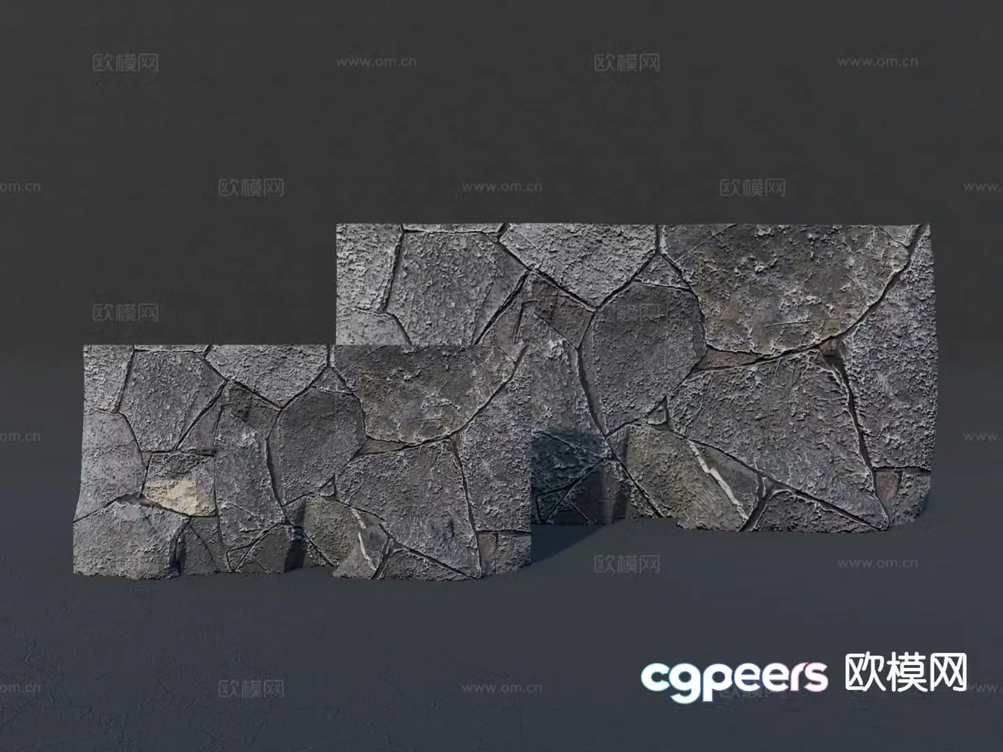 Landscape stone stone wall stacked bricks 3d model