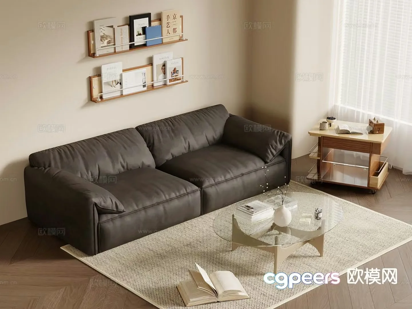 Medieval style double sofa 3d model