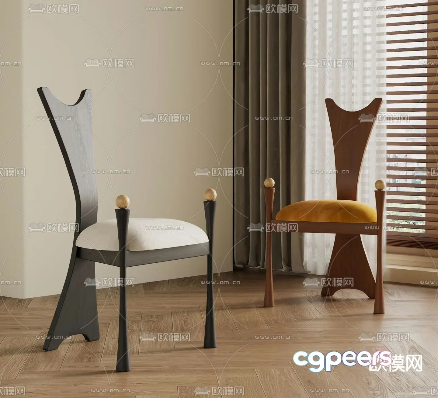 Medieval style chair dining chair 3d model