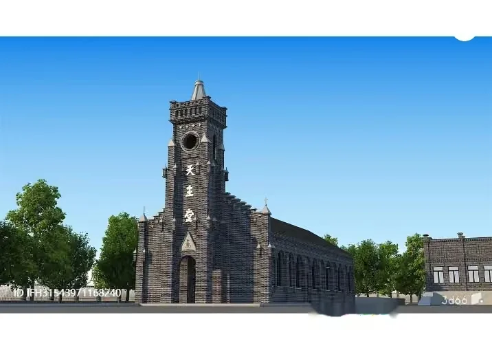 A Church Building 3D Model – 5416 – VRAY Render
