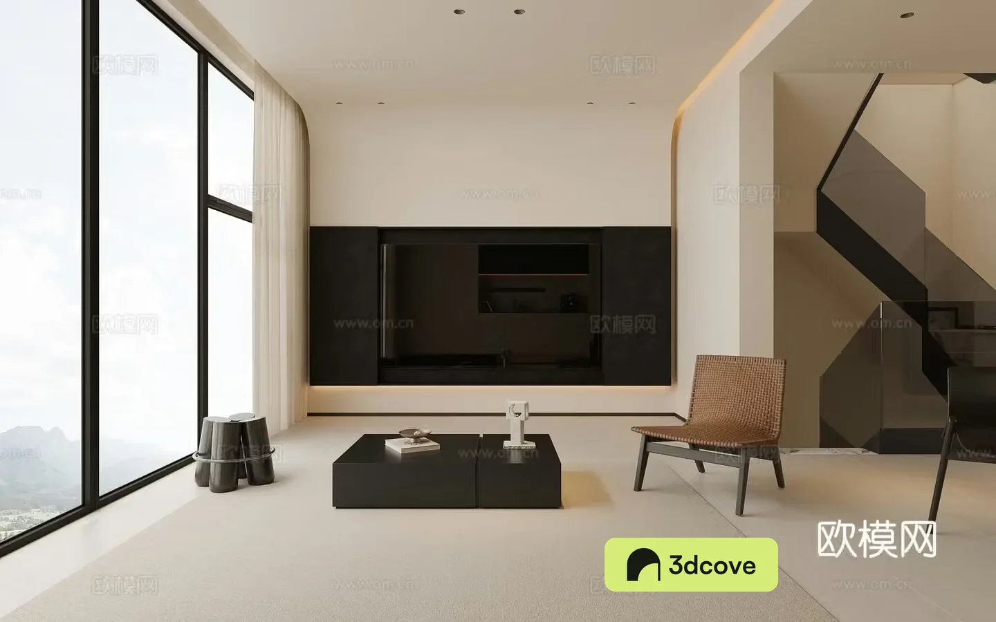 Modern cream style duplex living room