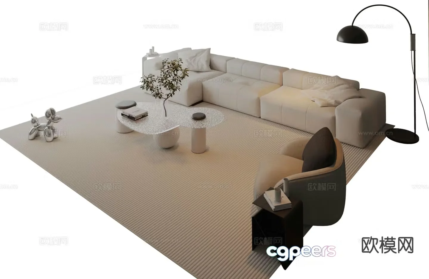 Modern sectional sofa 3d model