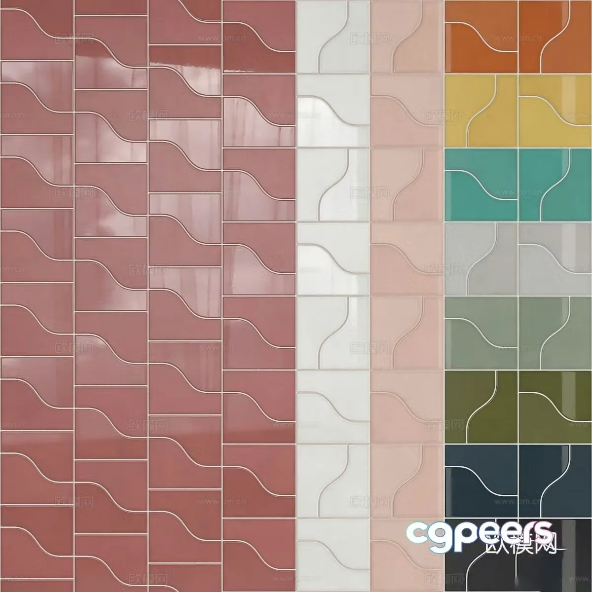 Ceramic tiles Flower tiles Antique tiles Cement tiles 3d model