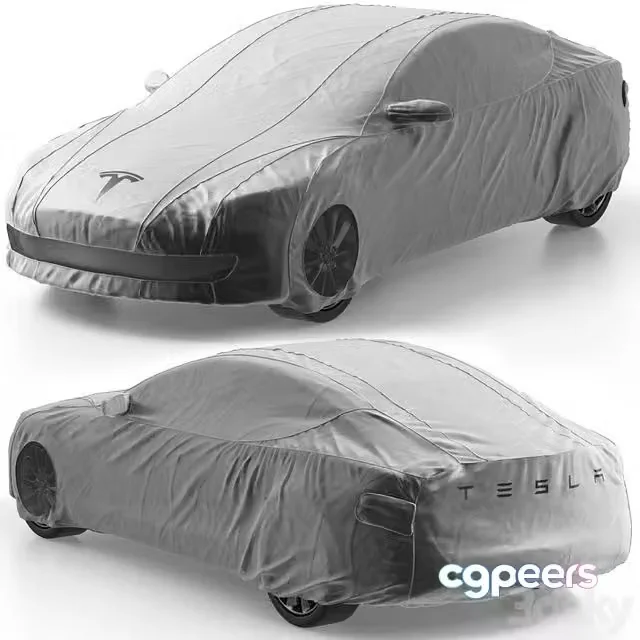 3ds Max Free – Cover for Tesla Model S electric vehicles in gray