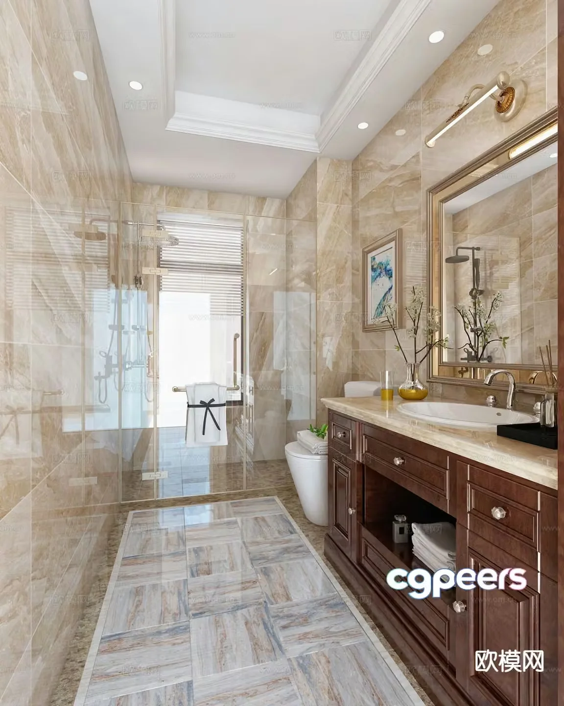American bathroom bathroom 3d model