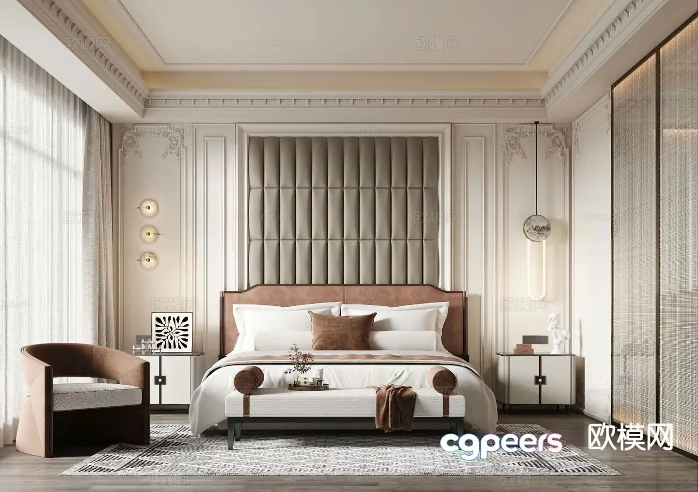 Simple European bedroom master bedroom 3d model