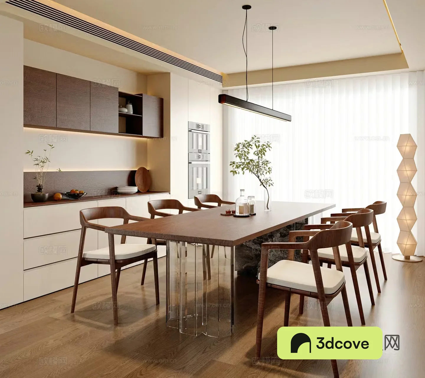 New Chinese Song style restaurant dining table and chair combination sideboard floor lamp accessories ornaments