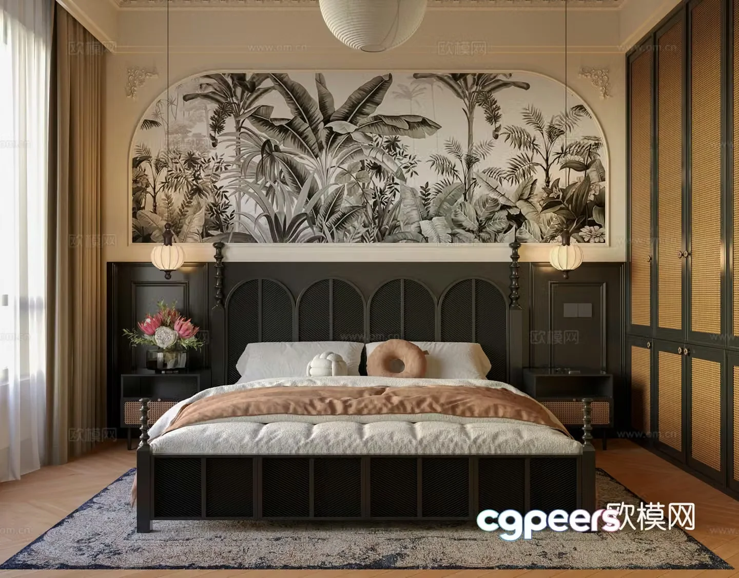 Medium style bedroom French bedroom Medium style bedroom background wall Medium style wardrobe Medium style bed 3D model