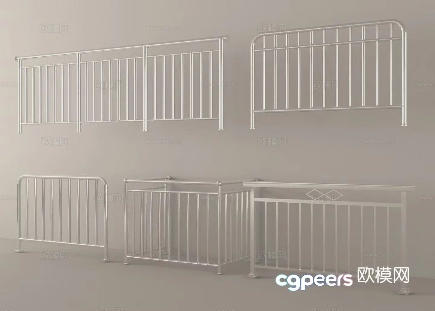 Metal guardrail railing fence 3d model