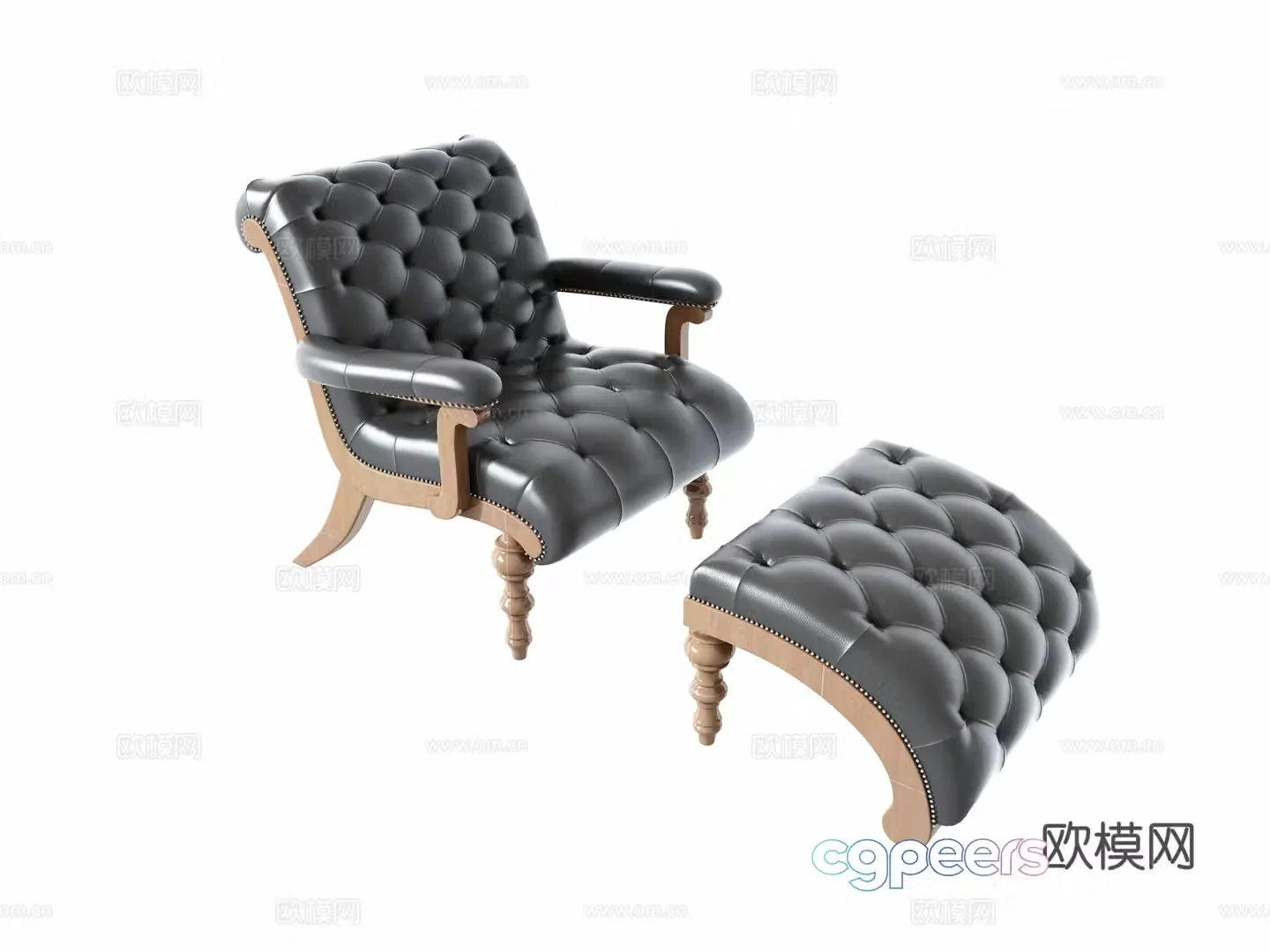 American casual reclining chair foot pedal 3D model