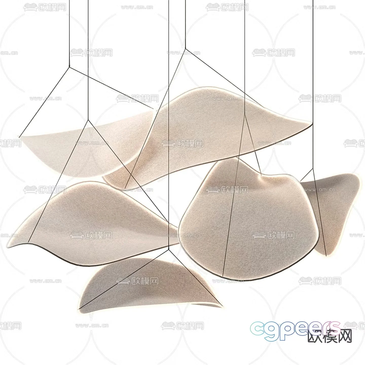 Creative chandelier fabric chandelier hanging lamp 3d model