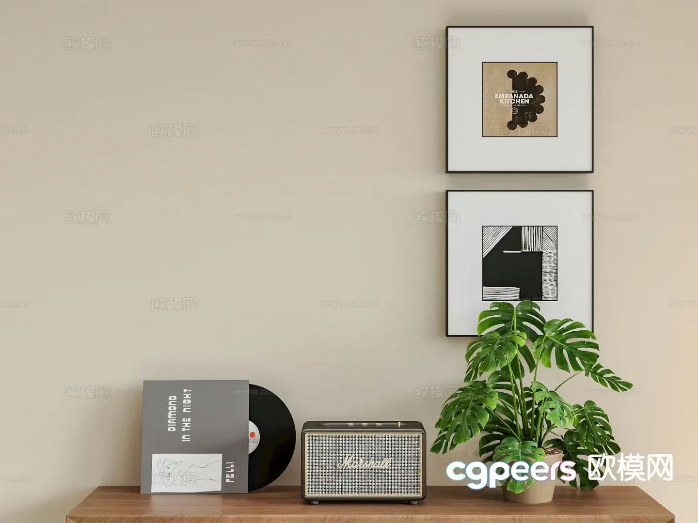 modern monstera audio record 3d model