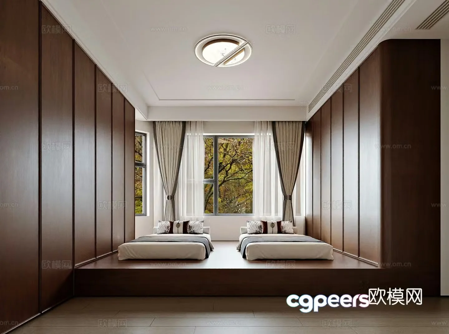 New Chinese style home bedroom 3D model