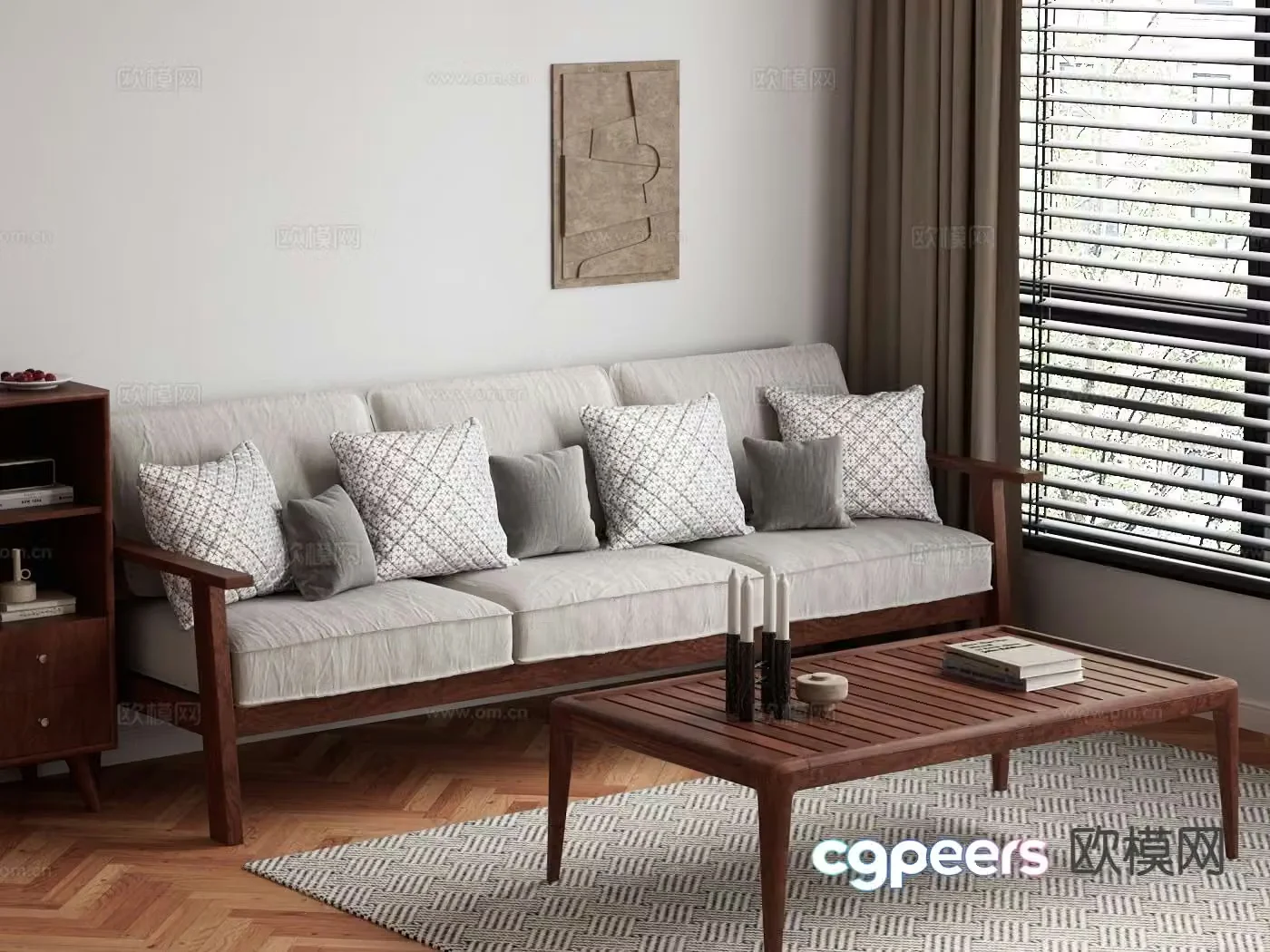 Three seater sofa upholstered sofa 3d model