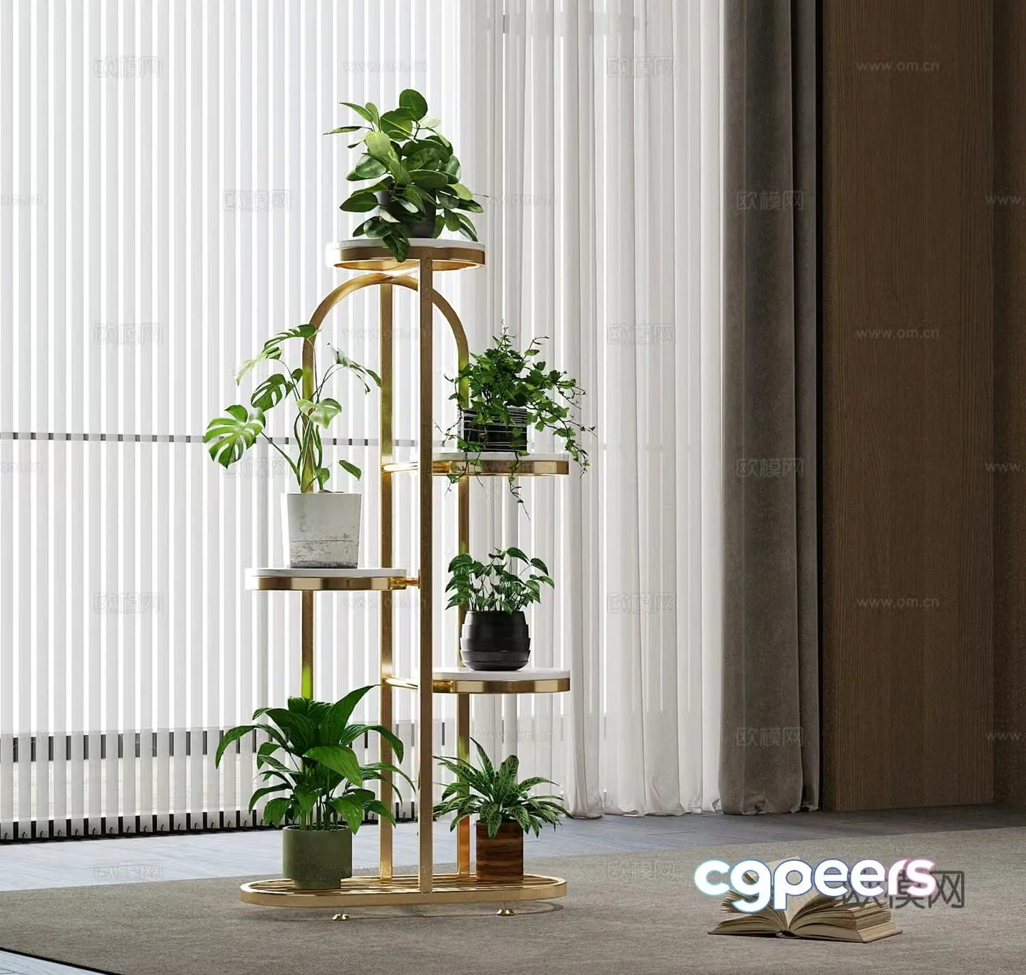 Modern Metal Flower Stand Vase Flower Art 3D Model