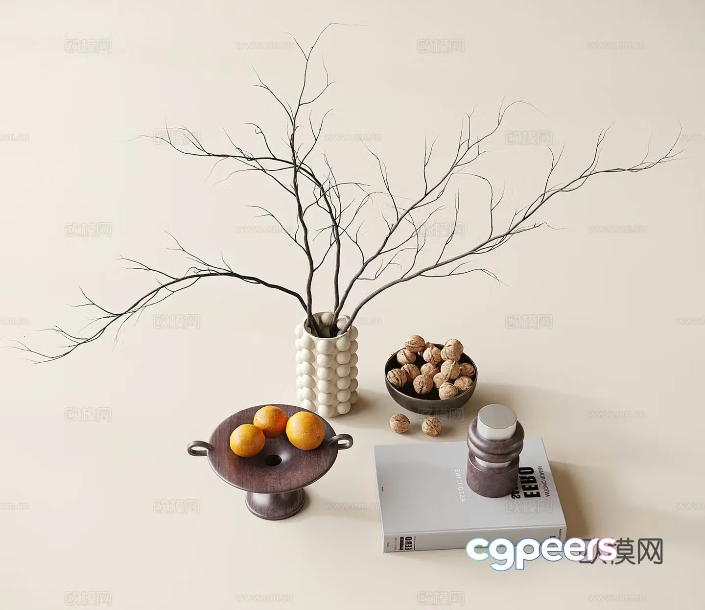 Modern tableware vase books 3d model