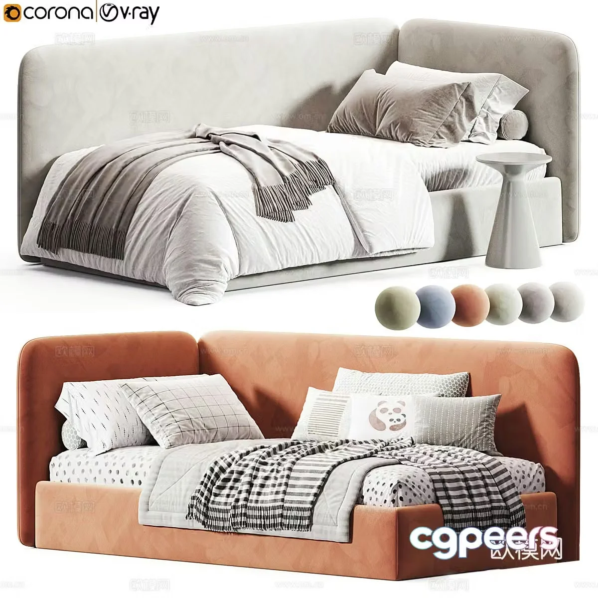 Fabric children’s bed single bed child bed boy bed girl bed daughter bed pillow bed 3d model