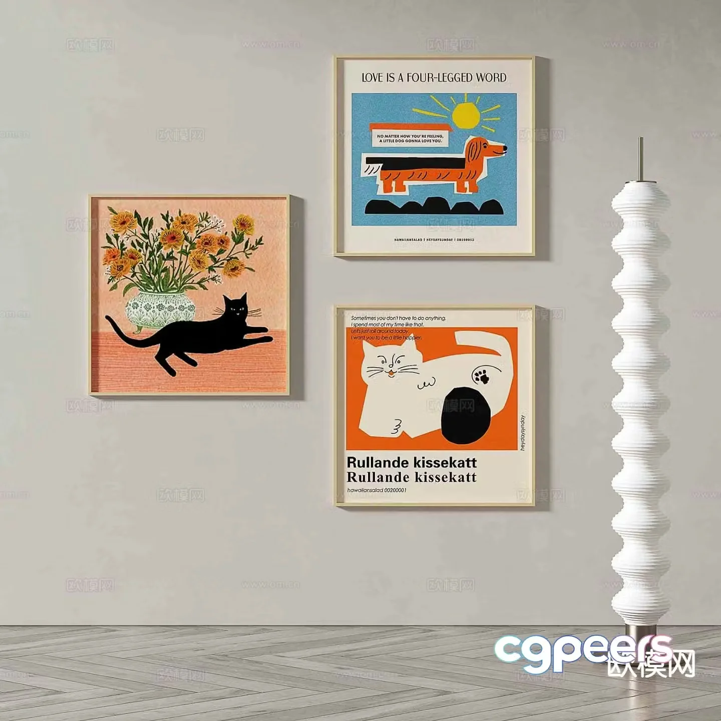 Modern art painting cartoon painting decorative painting 3d model