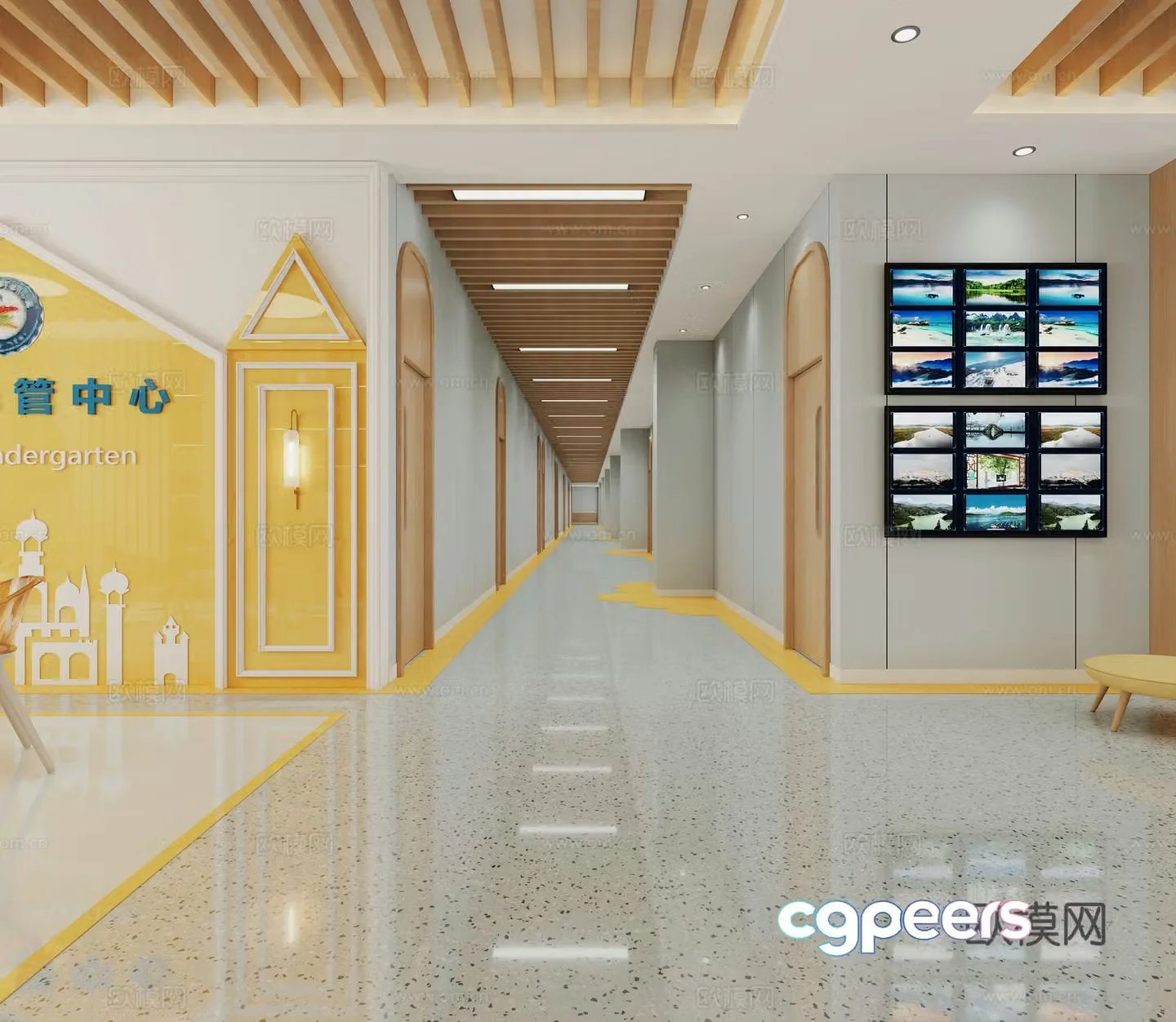 Modern kindergarten aisle 3d model