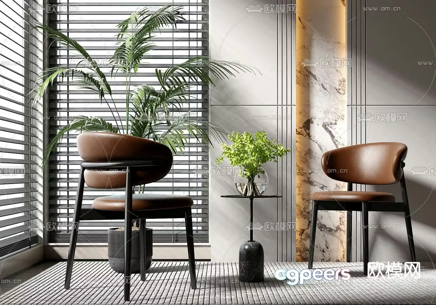 leather chair dining chair 3d model