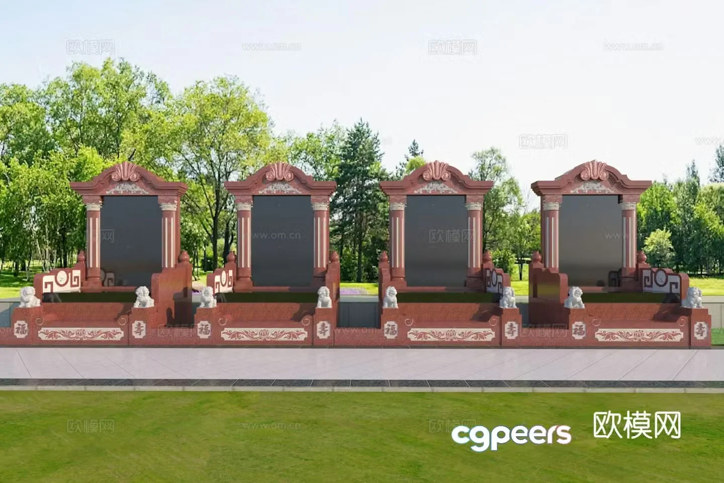 New Chinese style tombstone 3d model