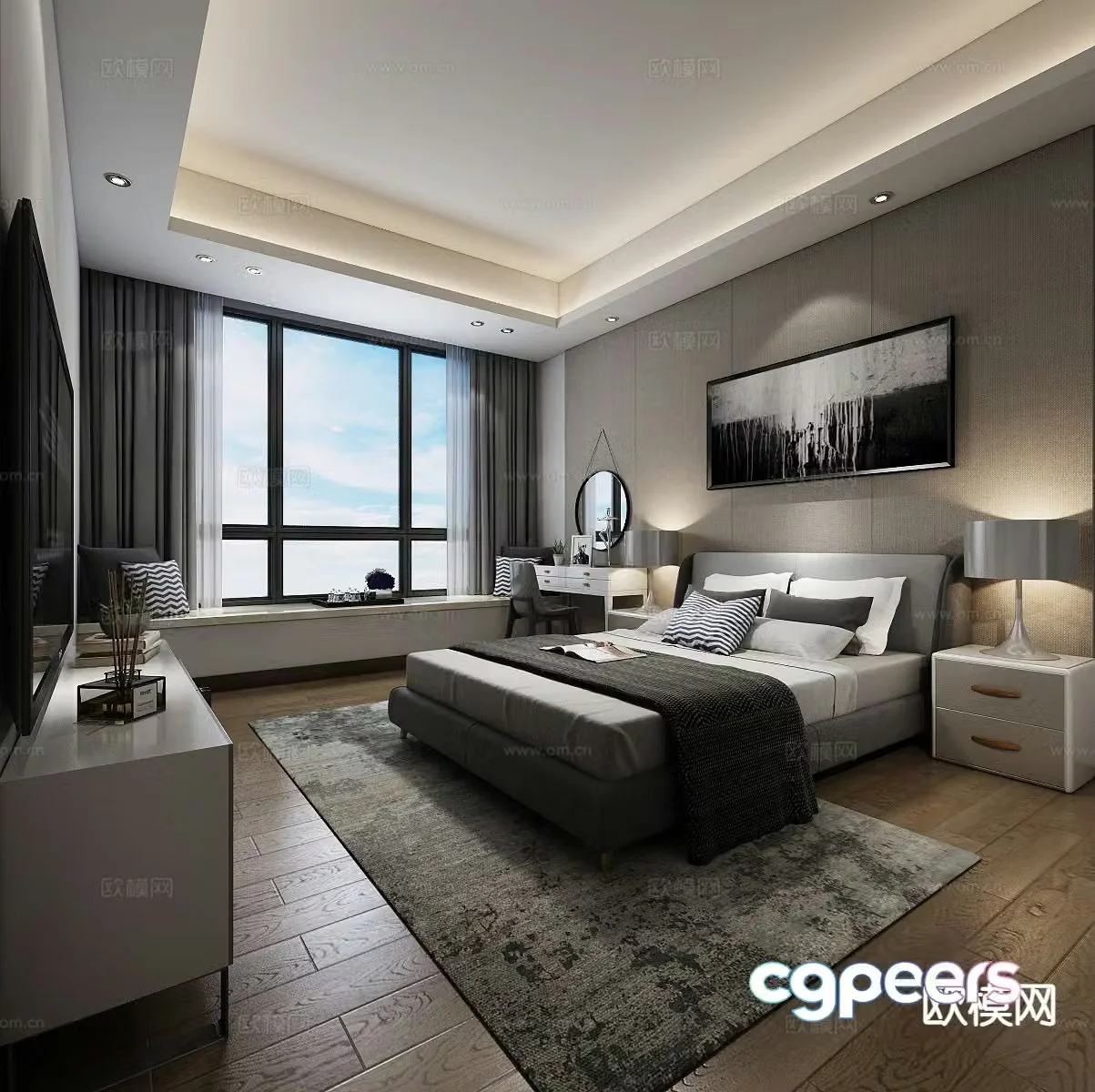 Modern bedroom master bedroom 3d model