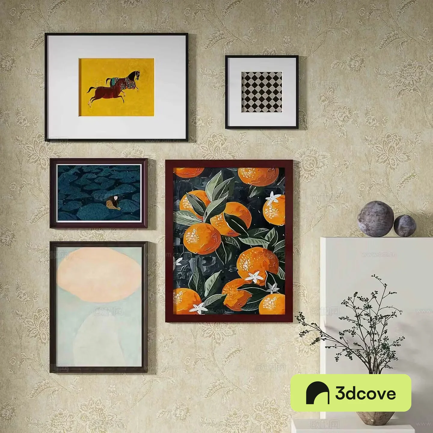 Nordic decorative painting retro painting combined hanging painting