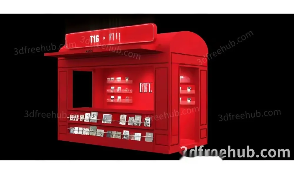A Red Vending Machine With Shelves 3D Model – 19356 – VRAY Render