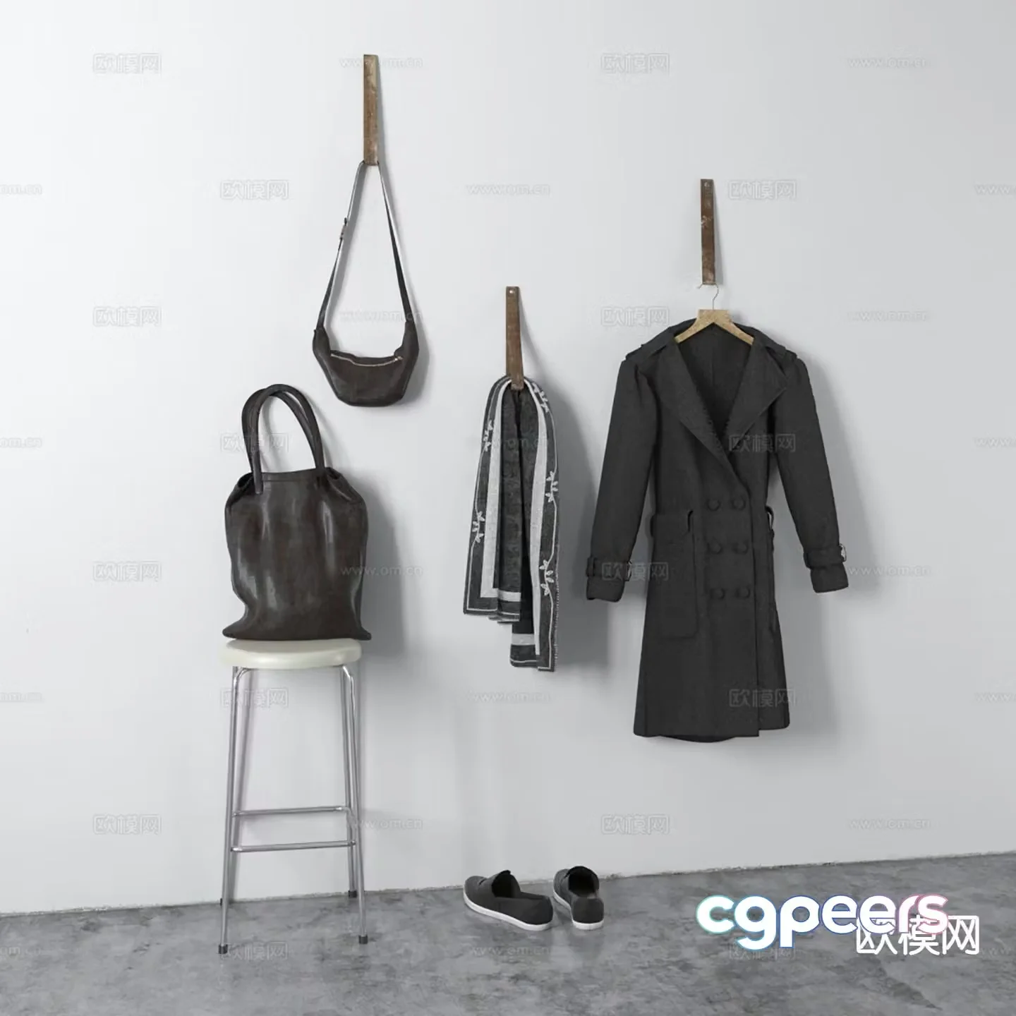 coat clothes clothing bag 3d model