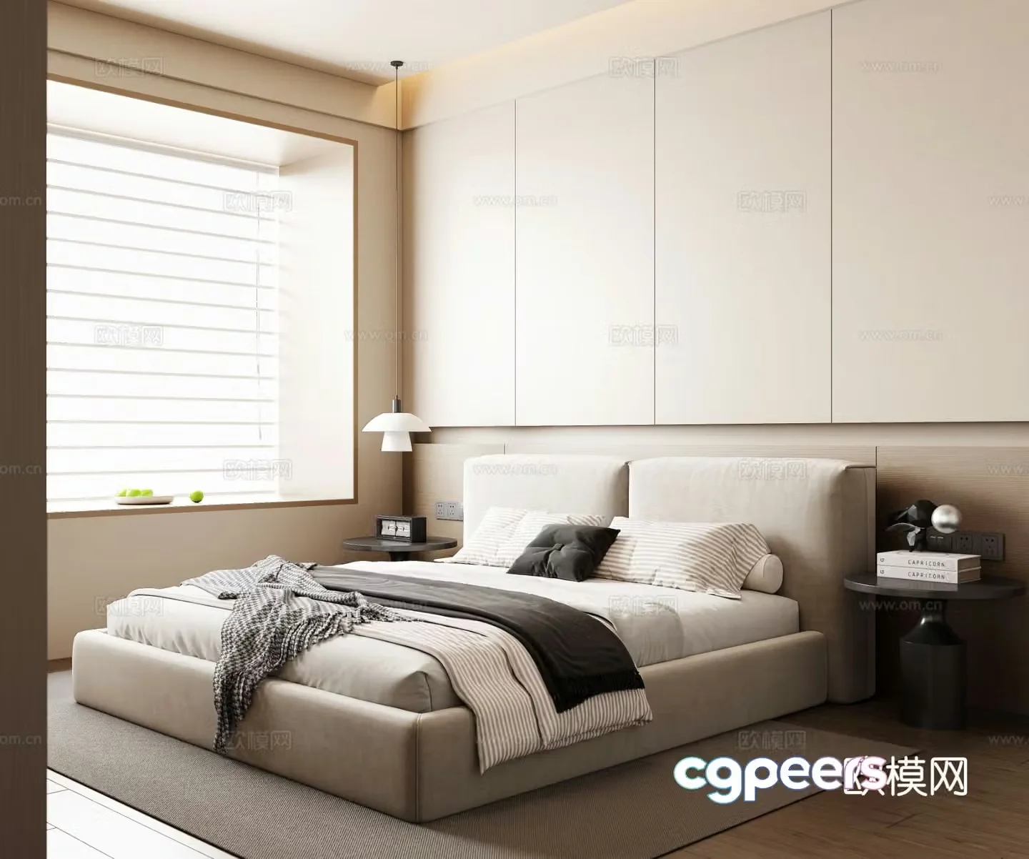 Modern minimalist bedroom 3d model