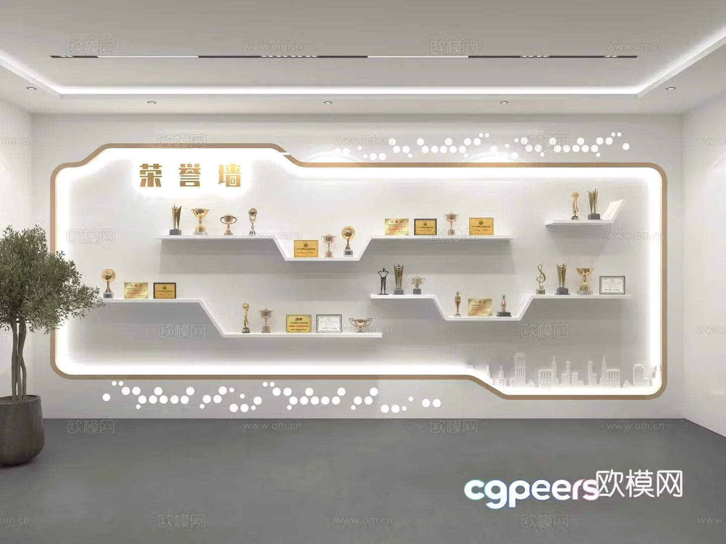 Honor wall Trophy medal display wall Corporate culture wall Technology Honor wall 3D model