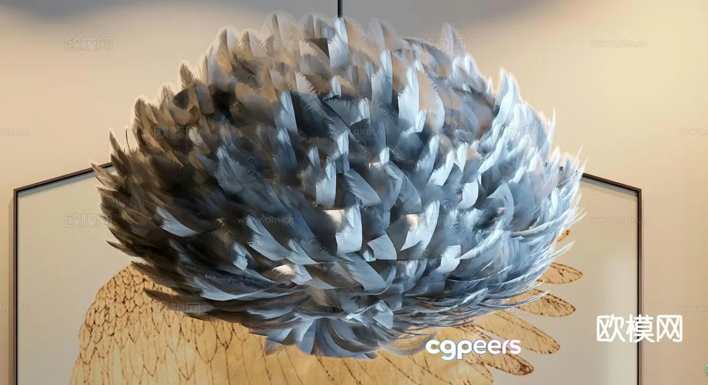 Feather chandelier art chandelier 3d model