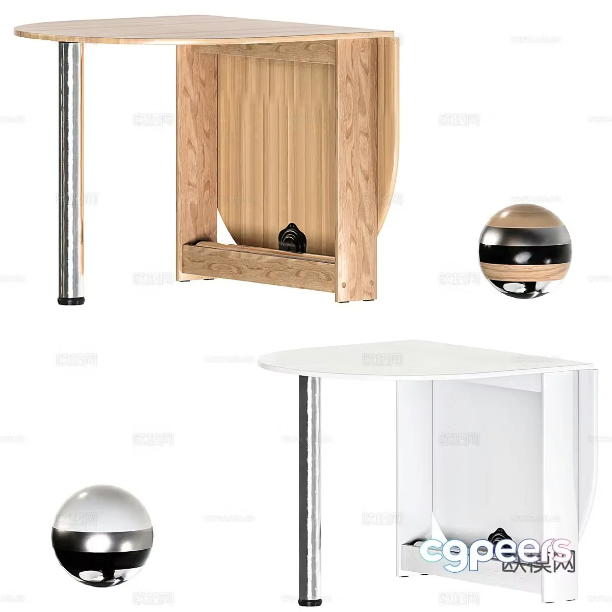 Nordic log folding dining table 3d model